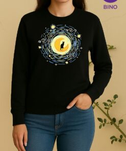 Officials Starry Moon Cat Art Sweater