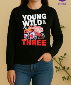 Officials Young Wild And Three Red Monster Truck Racing Birthday Boy Sweater